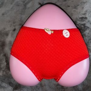 Bubble cotton, waffle cotton Bright red Panties. Waist is 22" to 34"